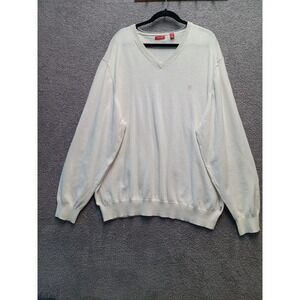 IZOD White V-Neck‎ Sweater 2XLT 100% Cotton Preppy Golf Relaxed
